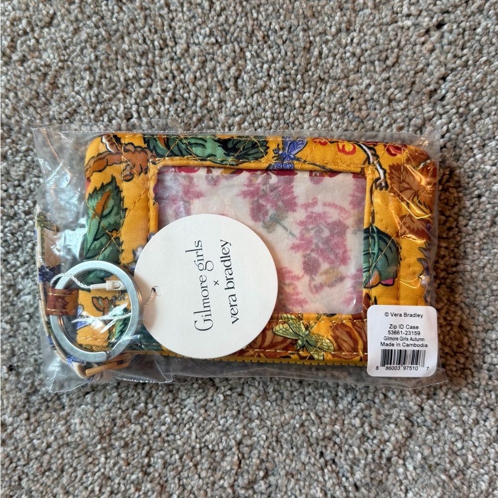 Vera Bradley Yellow Floral ID Case with Key Ring